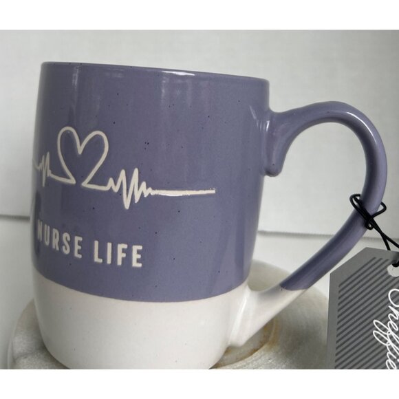 Nurse Life Mug Heart & Heartbeat Purple White Ceramic By Sheffield Home - Picture 4 of 9